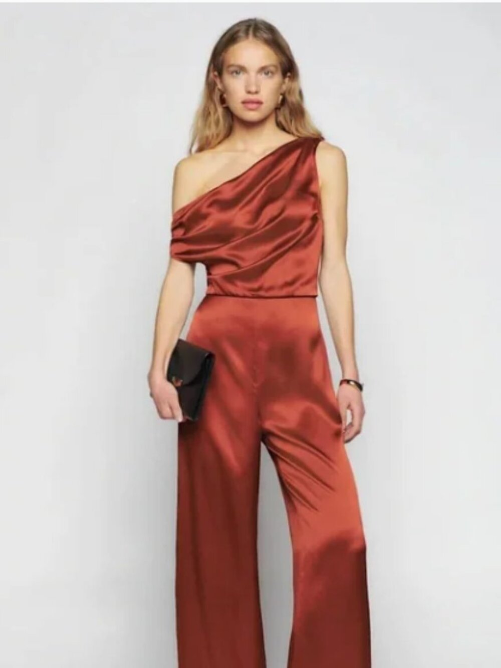 Reformation Annika Silk Jumpsuit in Oxide